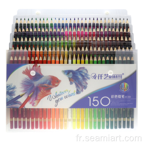 Ensemble de crayons de couleur d'huile à dessin en bois